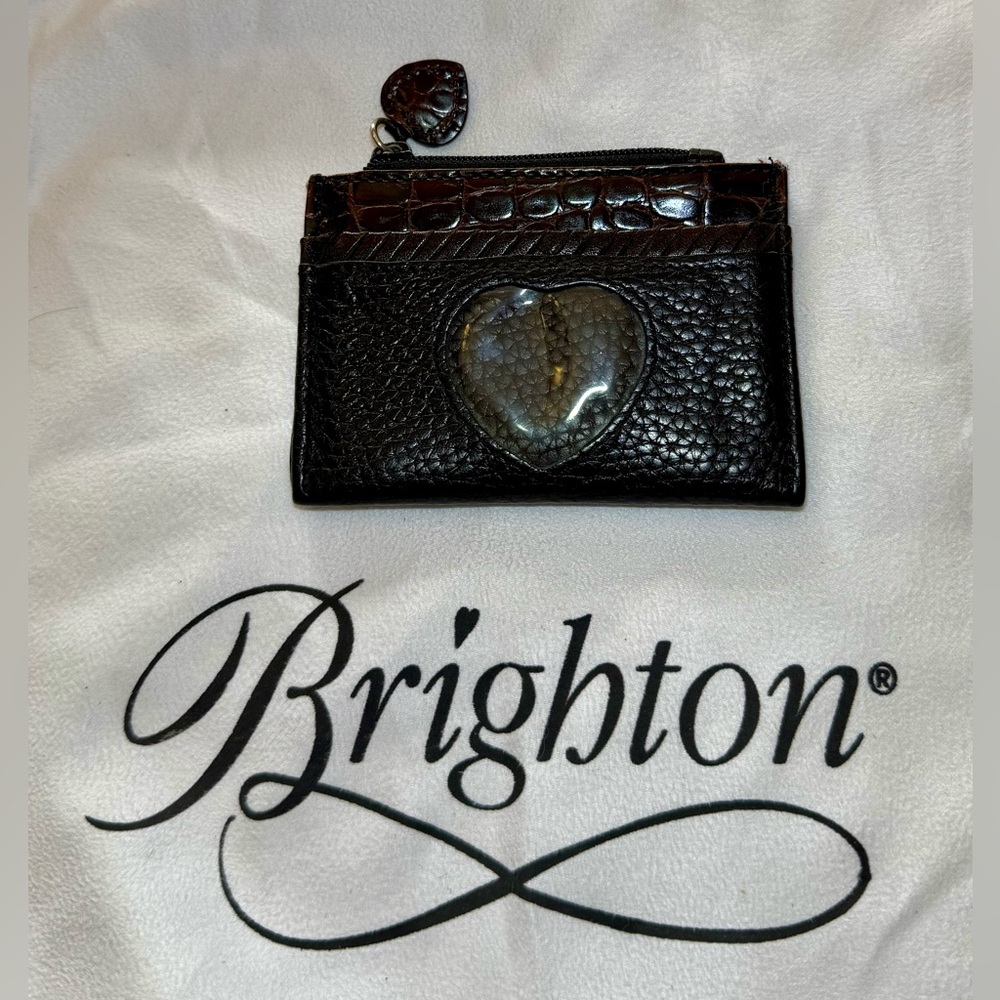 Brighton Leather Wallet/ Card Holder with Heart-Shaped Accent for a Photo